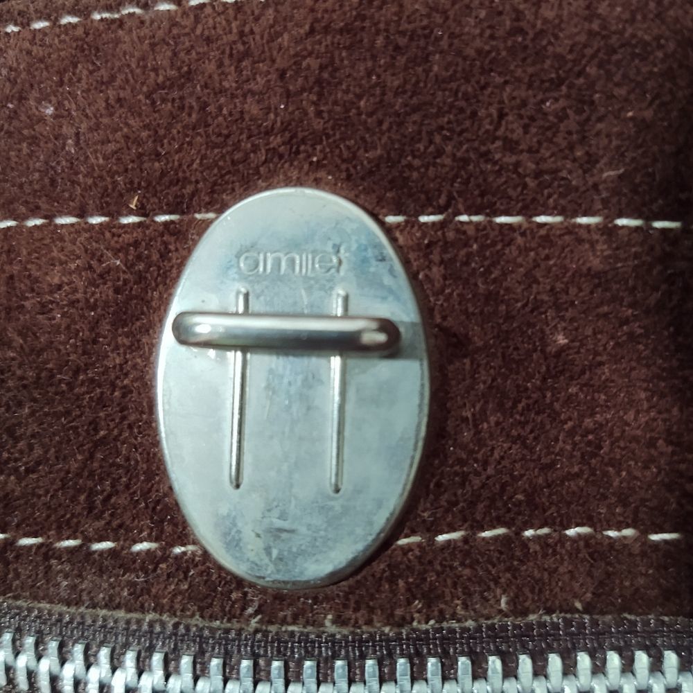 EUC Vintage Amilet Brown Suede Leather Saddle Bag Purse Shoulder Bag Bead Flower - Picture 8 of 11
